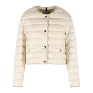 Moncler 'Fleurs' Short Down Jacket With Light Beige Polyamide Bouclé Trim Women